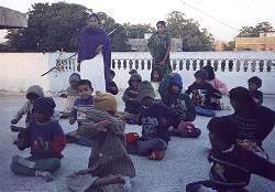 Yoga exercises on the roof