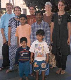 Volunteers and some children in Gandhinagar